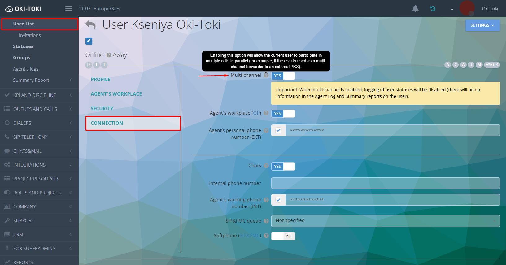 Activating multichannel support