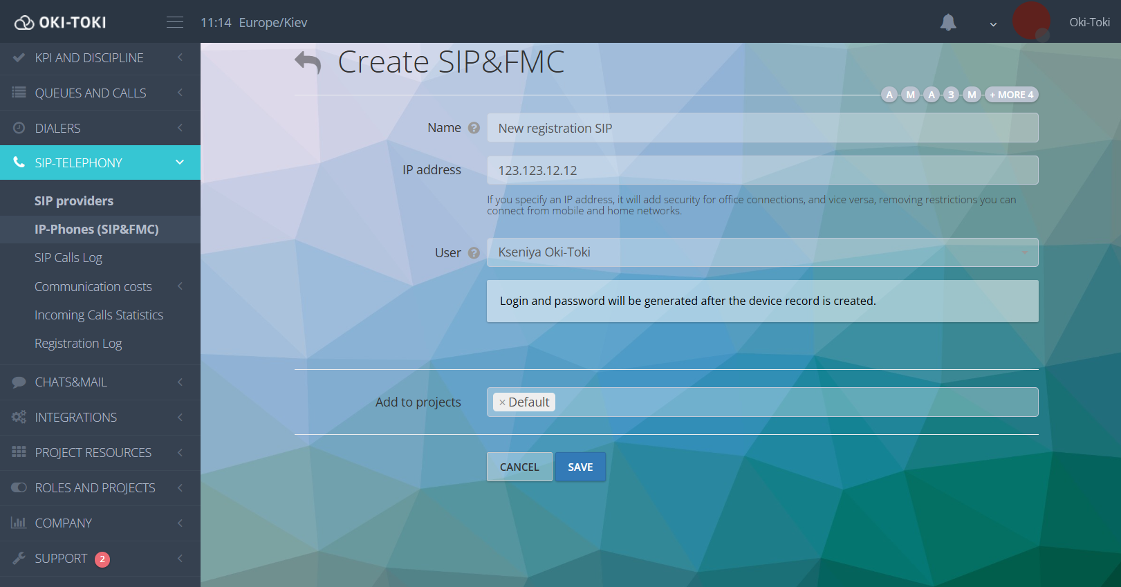 New sip fms connection