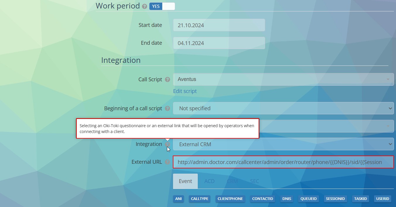 External CRM on the dialer