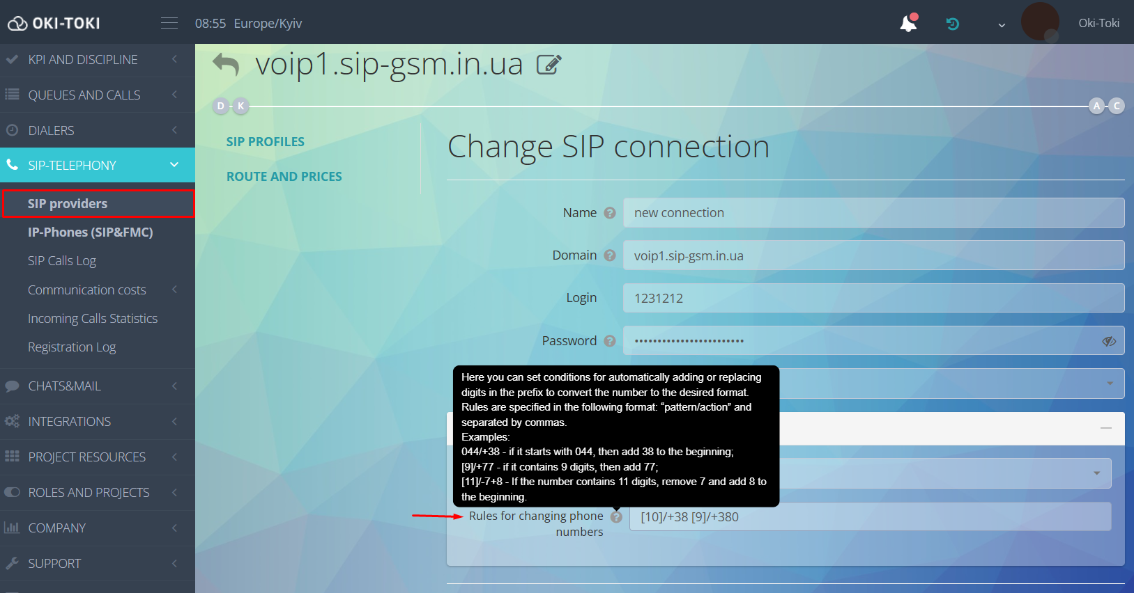 SIP-profilinde Dönüşüm
