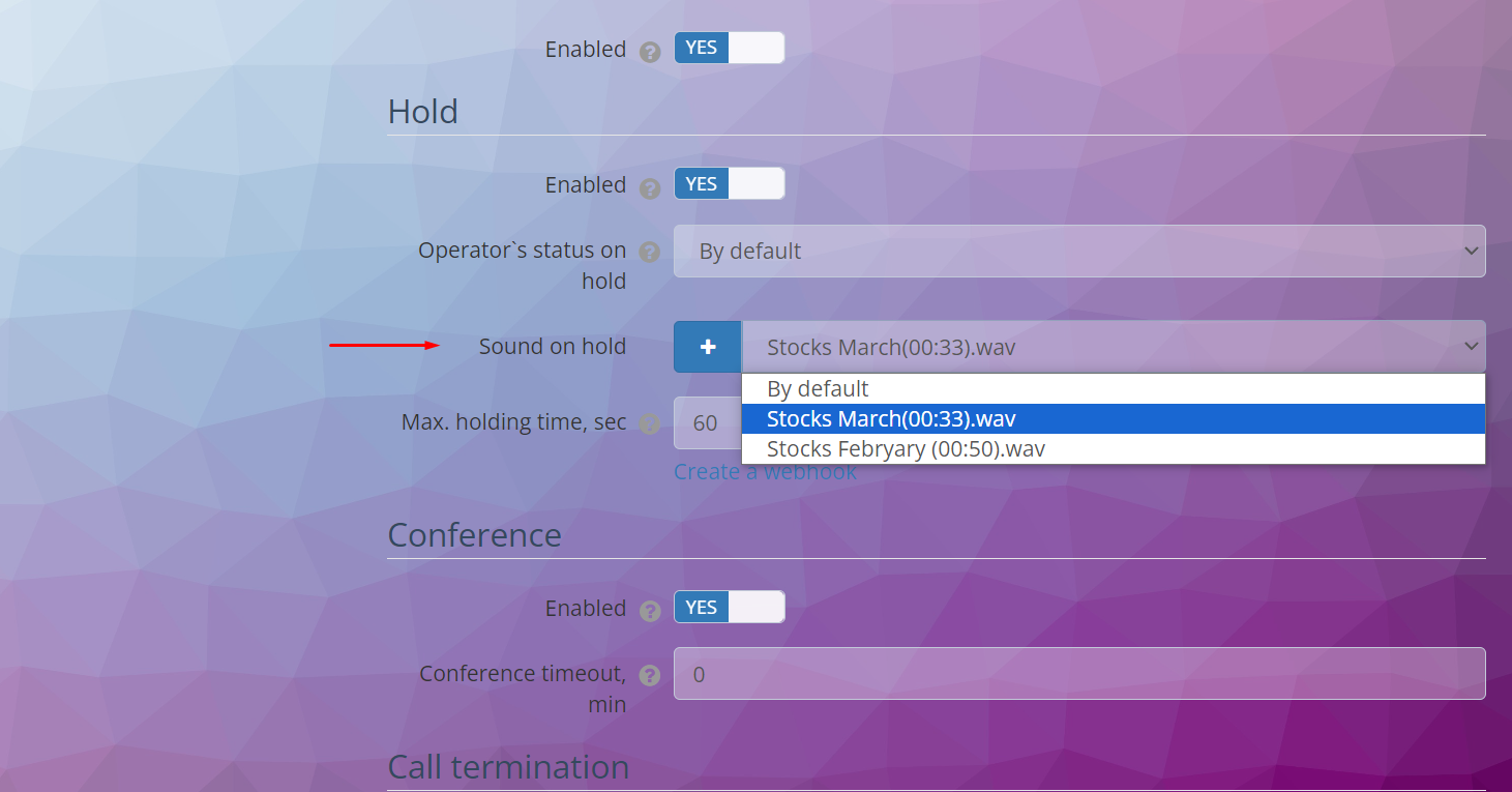 Adding an audio file for hold