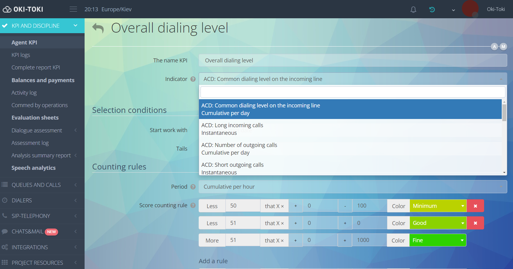 KPI Indicators in Oki-Toki