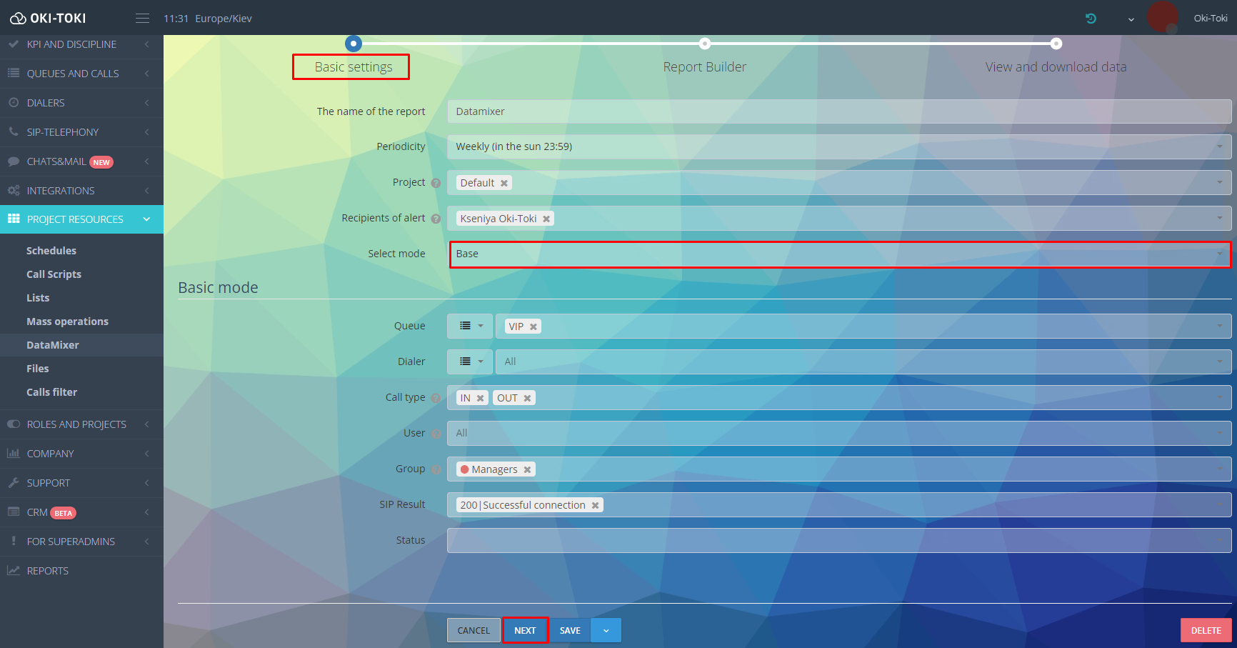 Basic settings