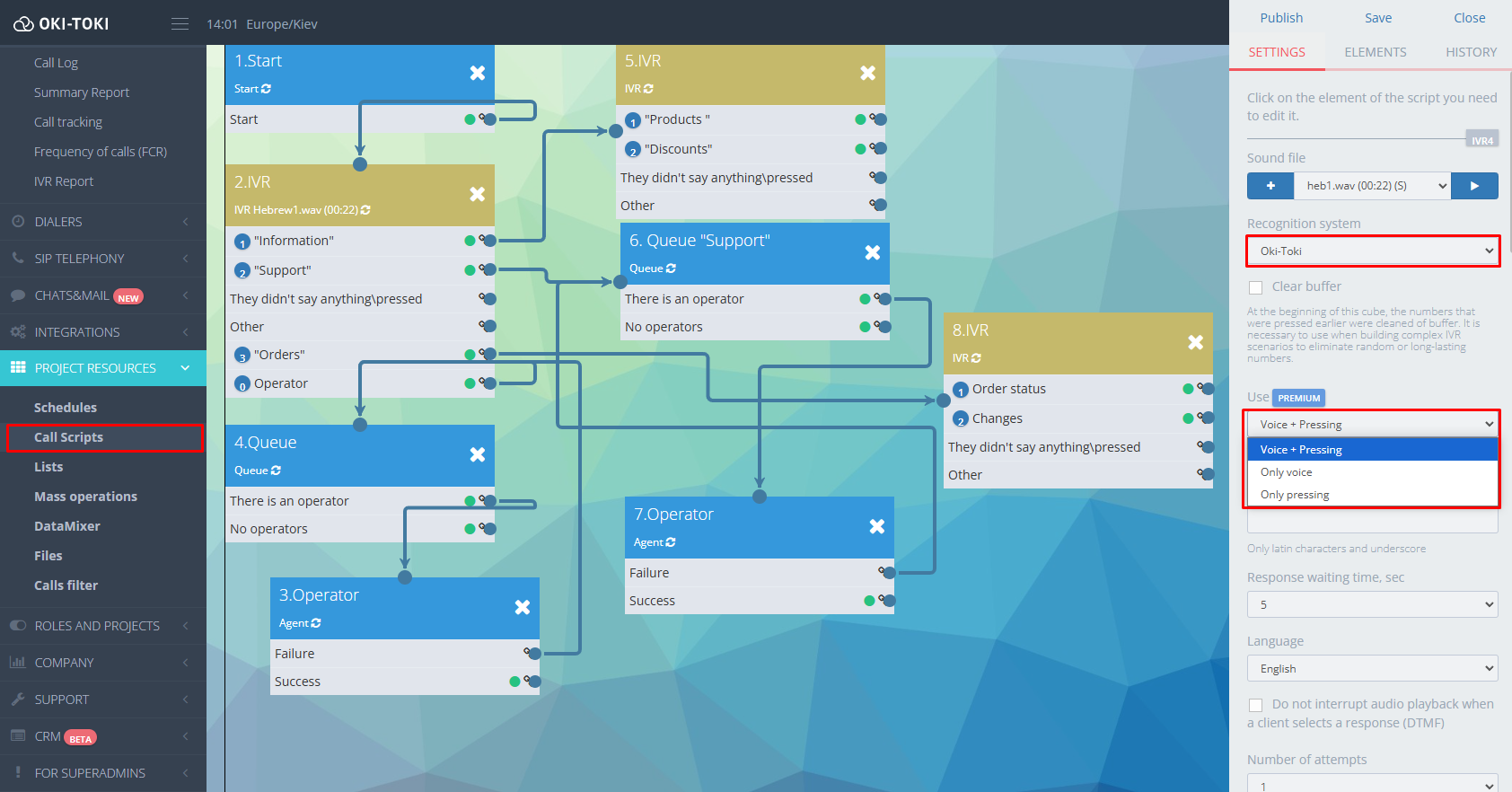 Creating a script with IVR